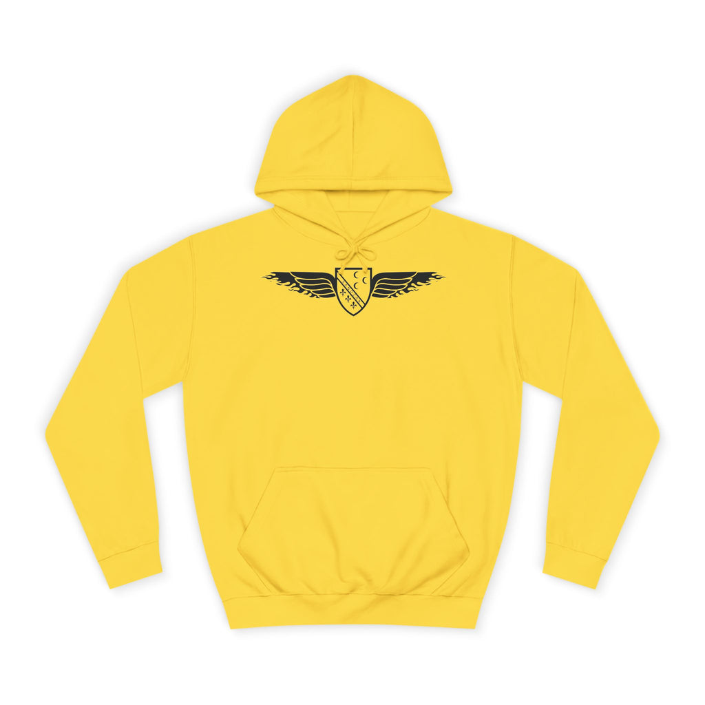 Winged Shield Hoodie — Minimal Vintage Collegiate Logo Sweatshirt