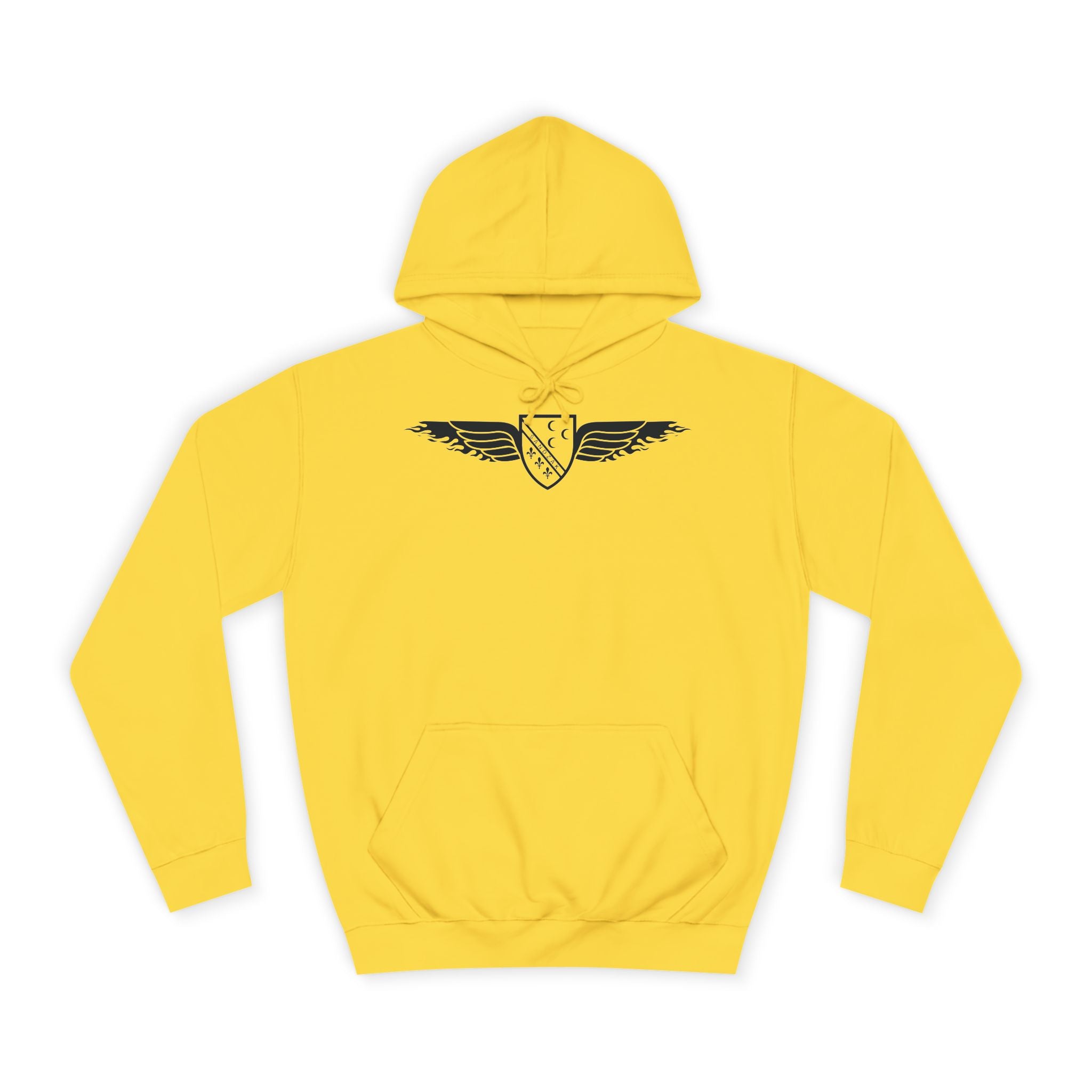 Winged Shield Hoodie — Minimal Vintage Collegiate Logo Sweatshirt