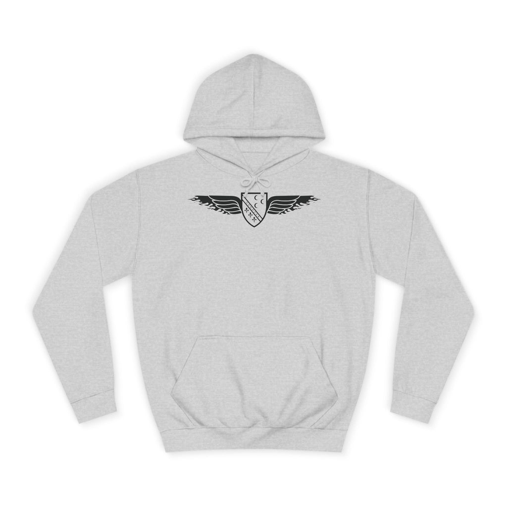 Winged Shield Hoodie — Minimal Vintage Collegiate Logo Sweatshirt