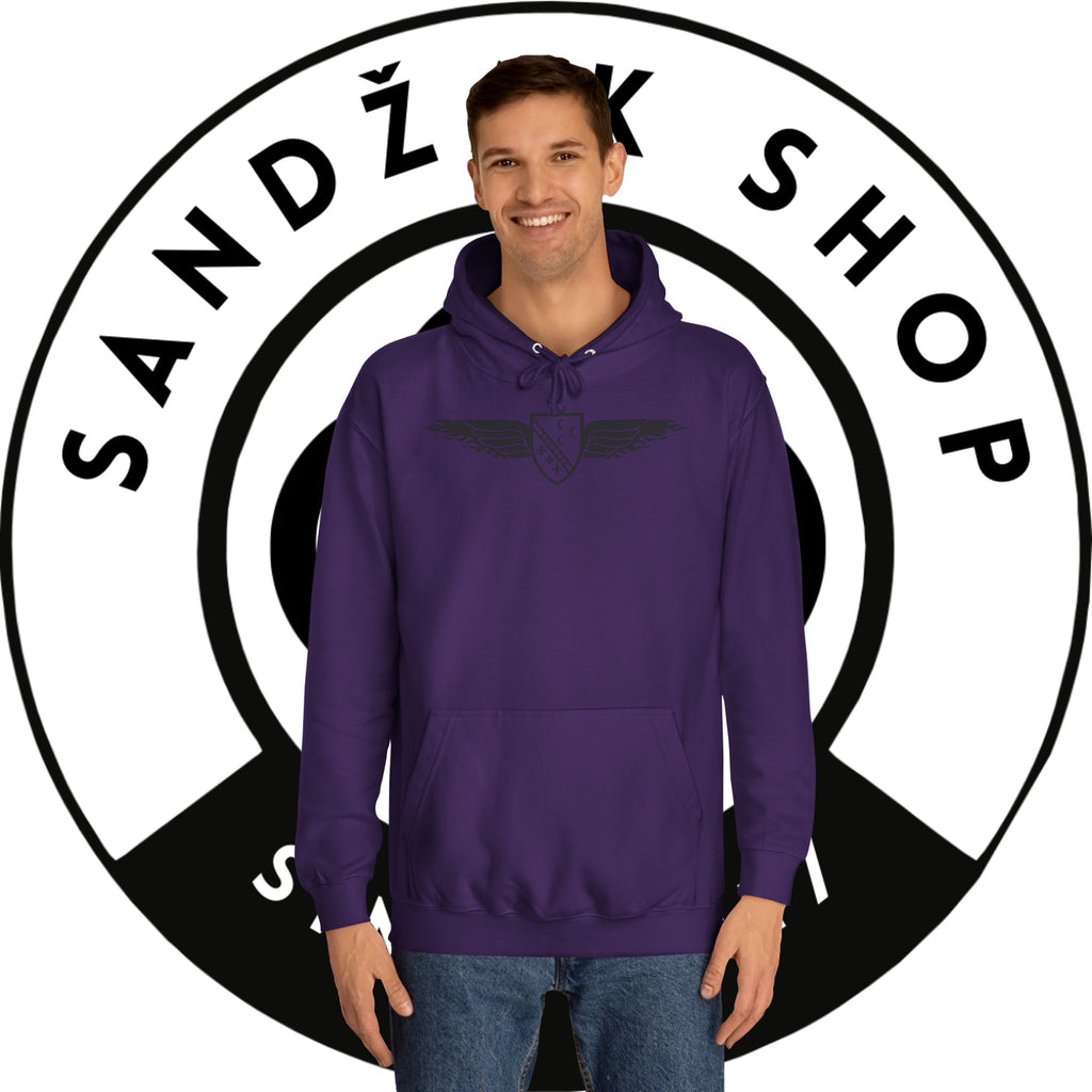 Winged Shield Hoodie — Minimal Vintage Collegiate Logo Sweatshirt