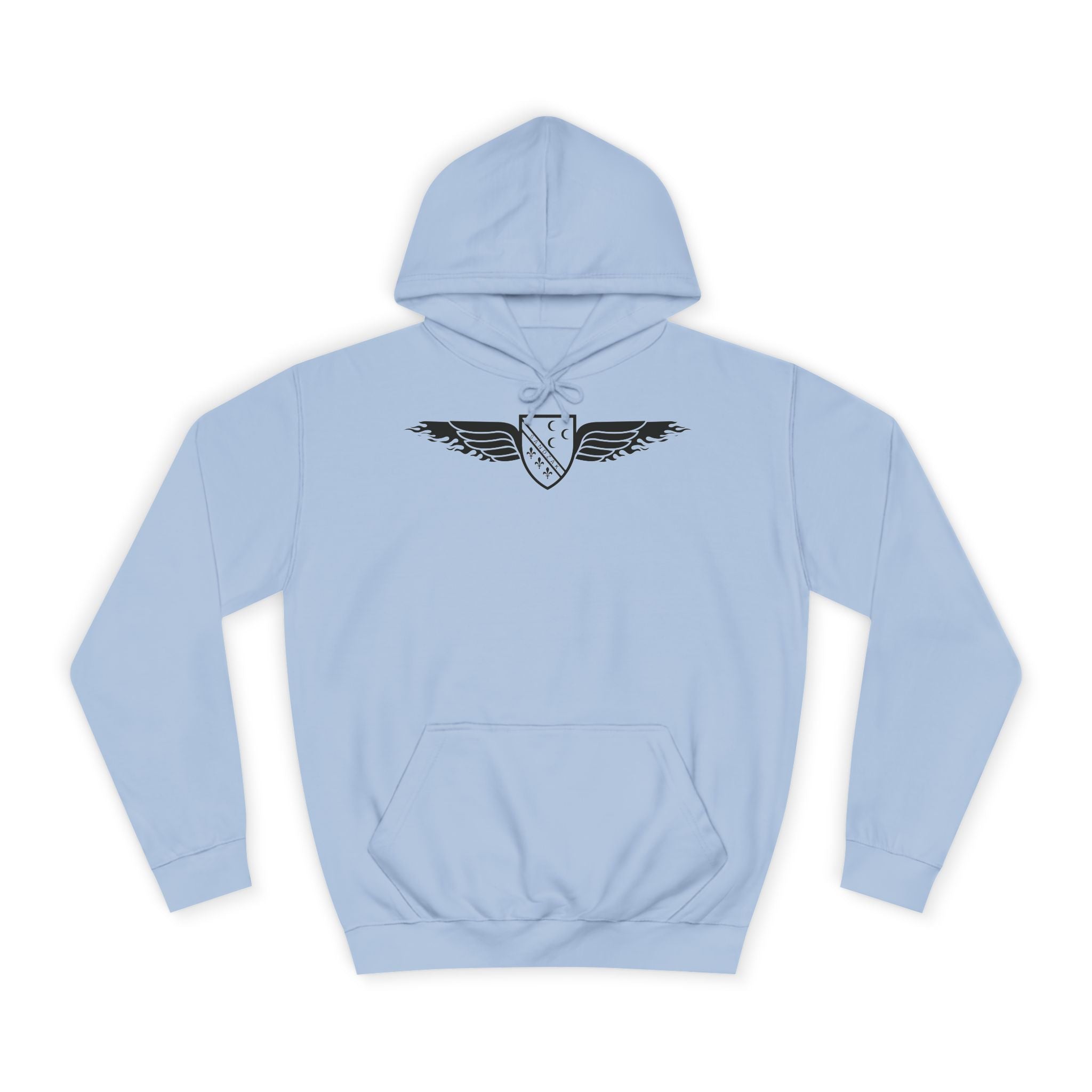 Winged Shield Hoodie — Minimal Vintage Collegiate Logo Sweatshirt