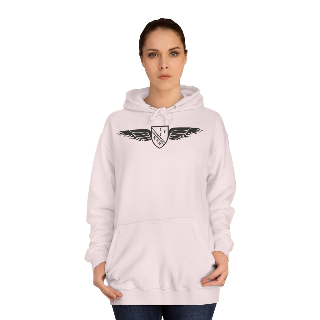 Winged Shield Hoodie — Minimal Vintage Collegiate Logo Sweatshirt