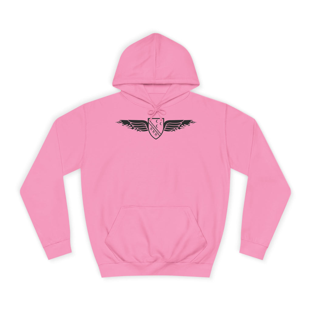 Winged Shield Hoodie — Minimal Vintage Collegiate Logo Sweatshirt