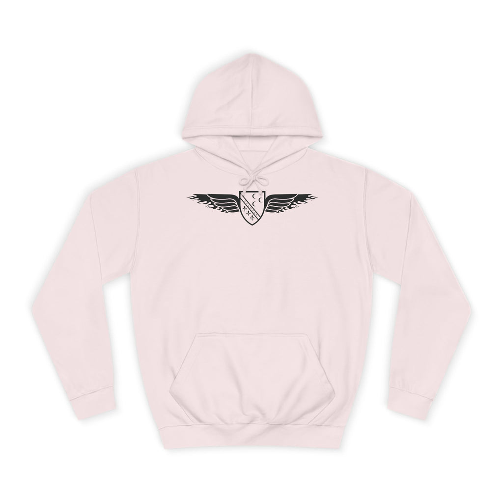 Winged Shield Hoodie — Minimal Vintage Collegiate Logo Sweatshirt