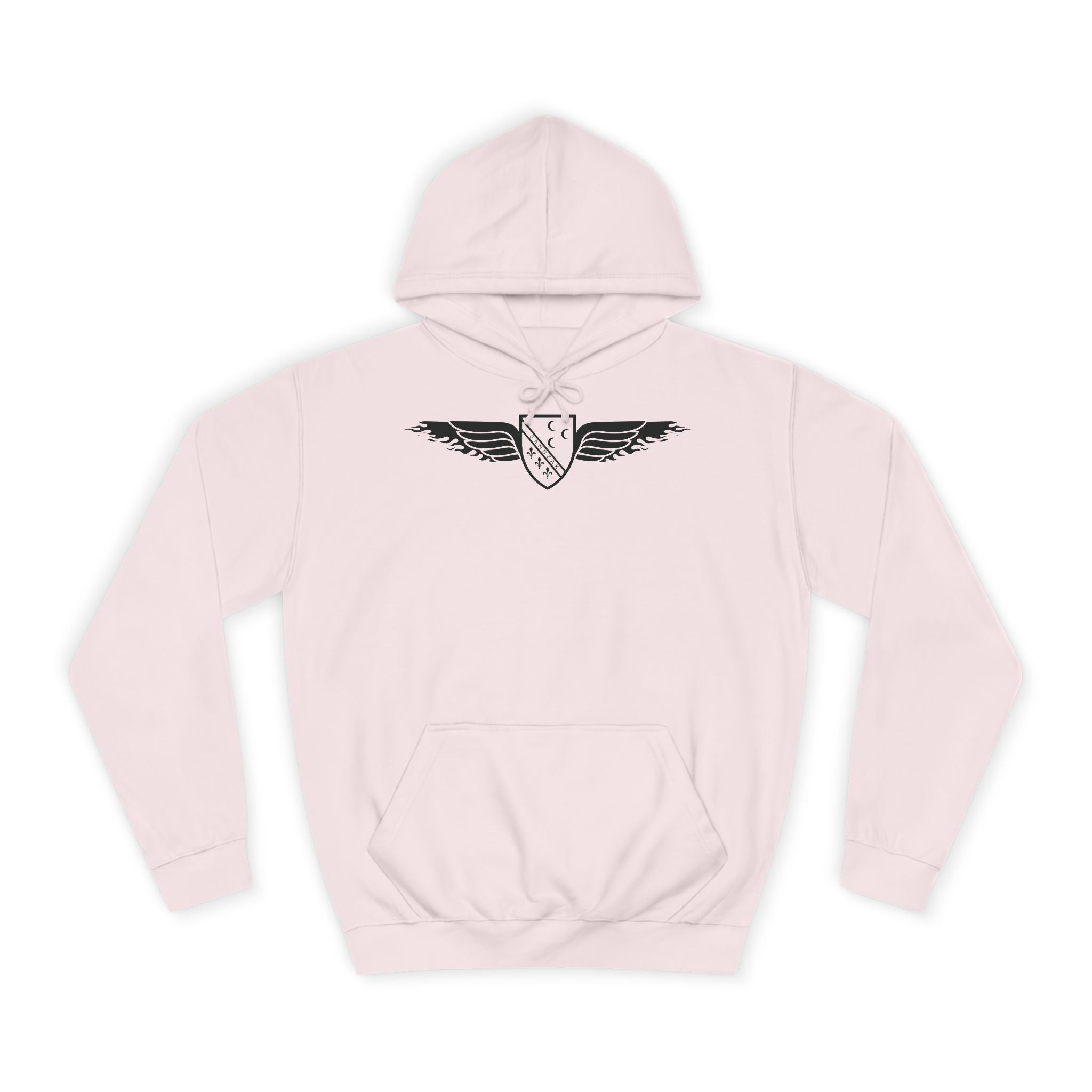 Winged Shield Hoodie — Minimal Vintage Collegiate Logo Sweatshirt
