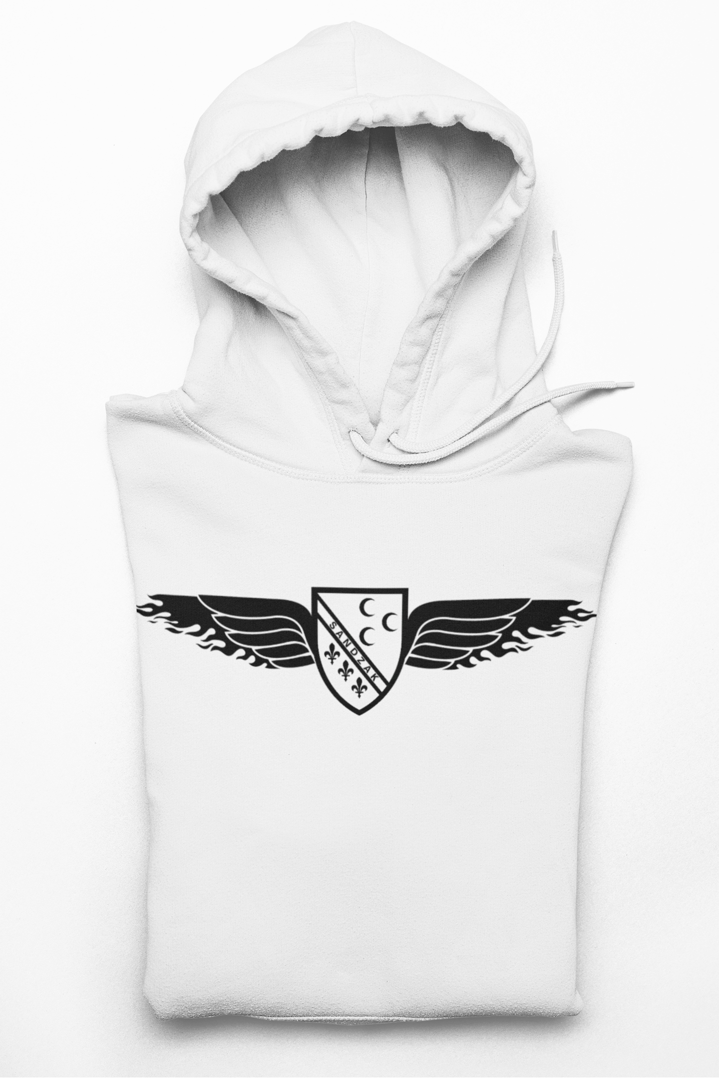 Winged Shield Hoodie — Minimal Vintage Collegiate Logo Sweatshirt