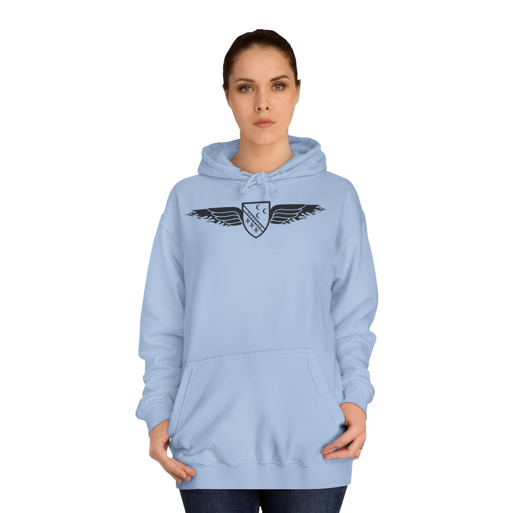 Winged Shield Hoodie — Minimal Vintage Collegiate Logo Sweatshirt