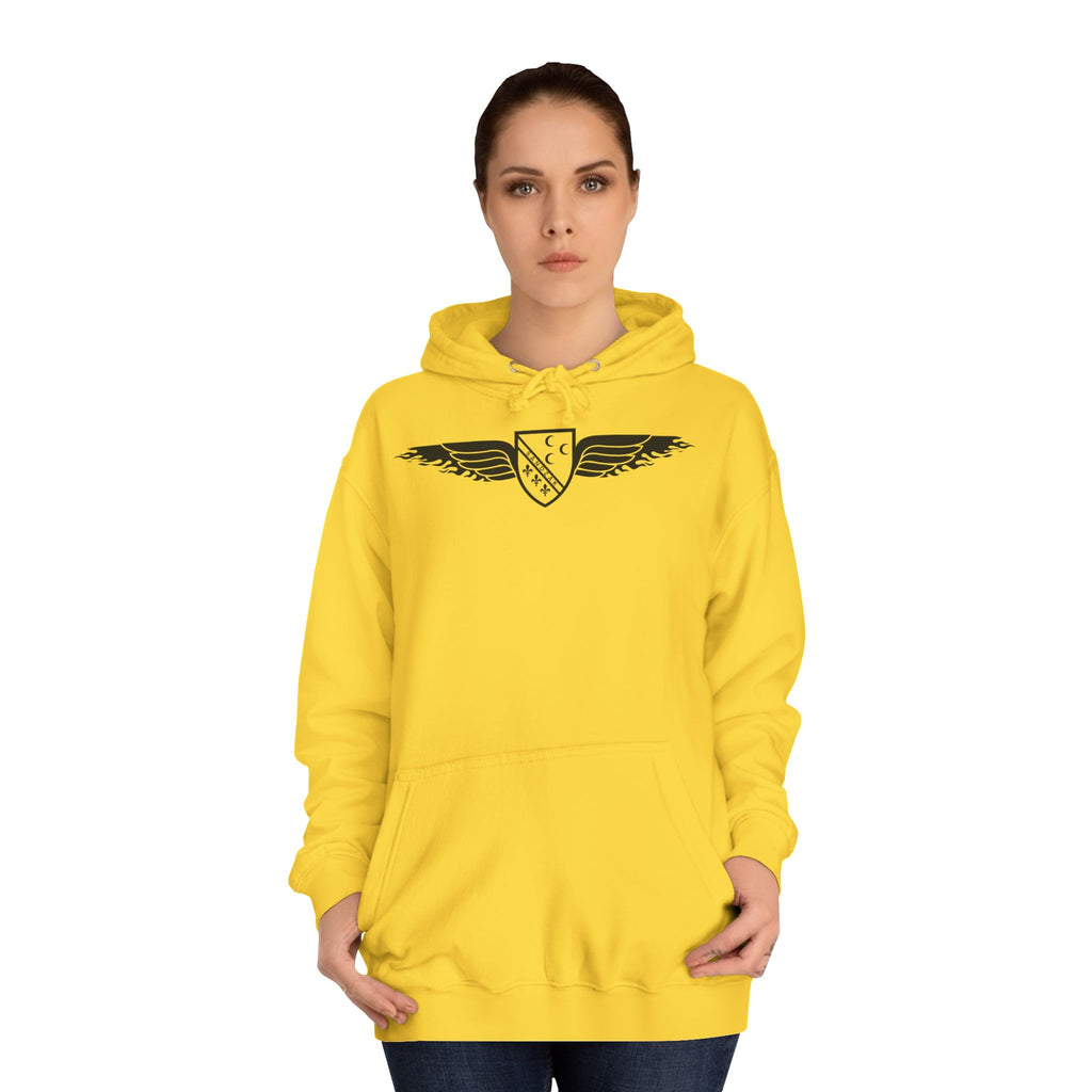 Winged Shield Hoodie — Minimal Vintage Collegiate Logo Sweatshirt