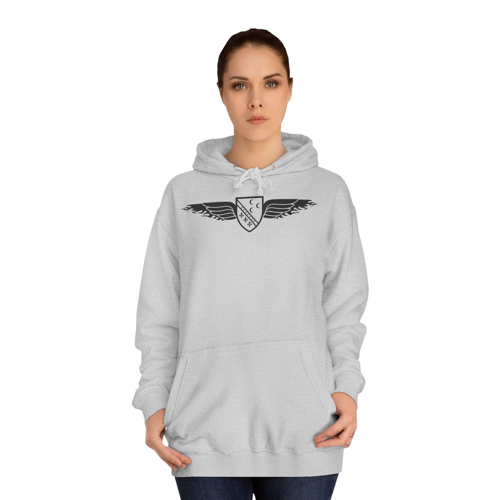 Winged Shield Hoodie — Minimal Vintage Collegiate Logo Sweatshirt