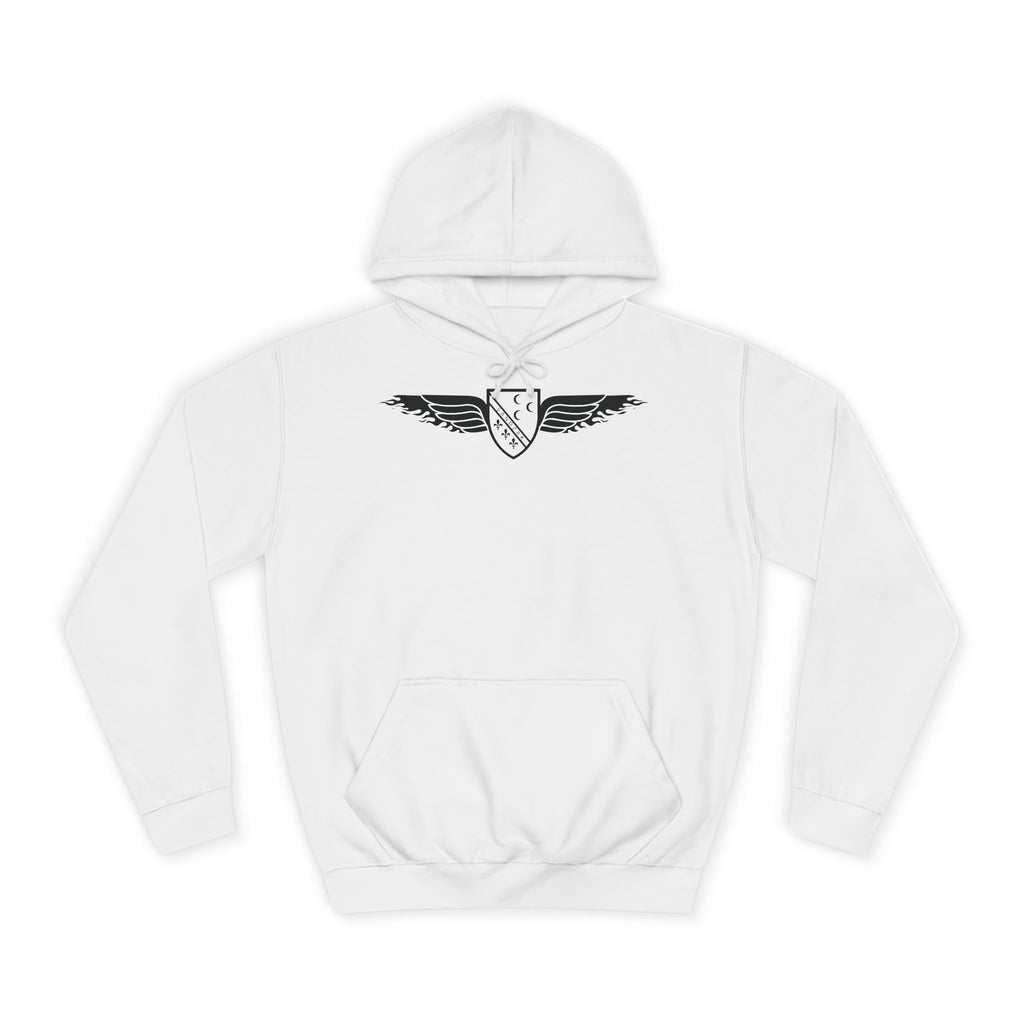 Winged Shield Hoodie — Minimal Vintage Collegiate Logo Sweatshirt