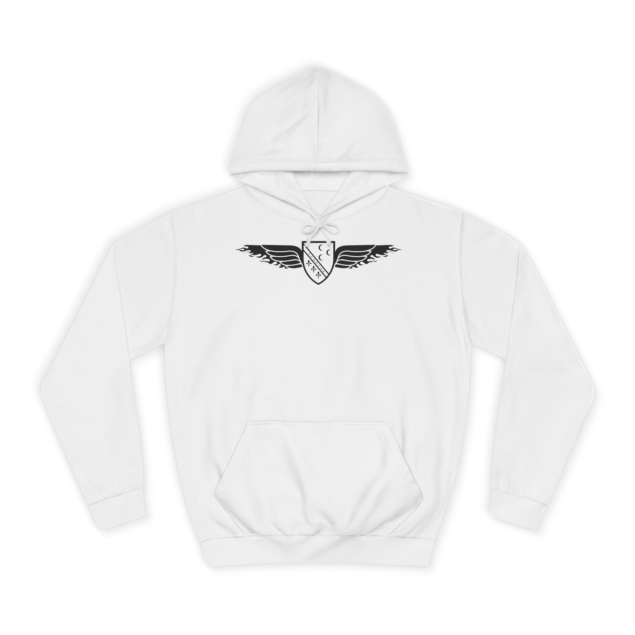 Winged Shield Hoodie — Minimal Vintage Collegiate Logo Sweatshirt