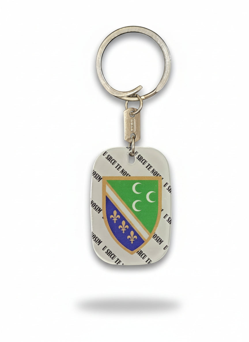 Sandžak grb pleksiglas privezak za ključeve, regionalni simbol ponosa, premium keychain dodatak